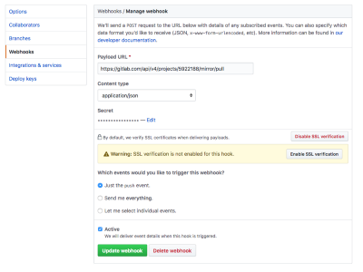 Webhook in GitHub